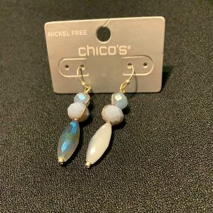 Silver & Blue Long Bead Earrings